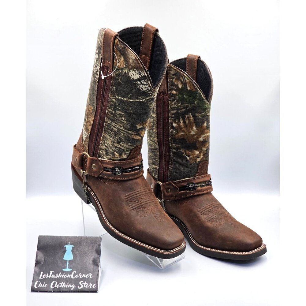 NWOB Laredo Men's Western Boots Gadsden Camo Harness Sq Toe Mossy Oak Sz 7 2472 - Picture 4 of 15